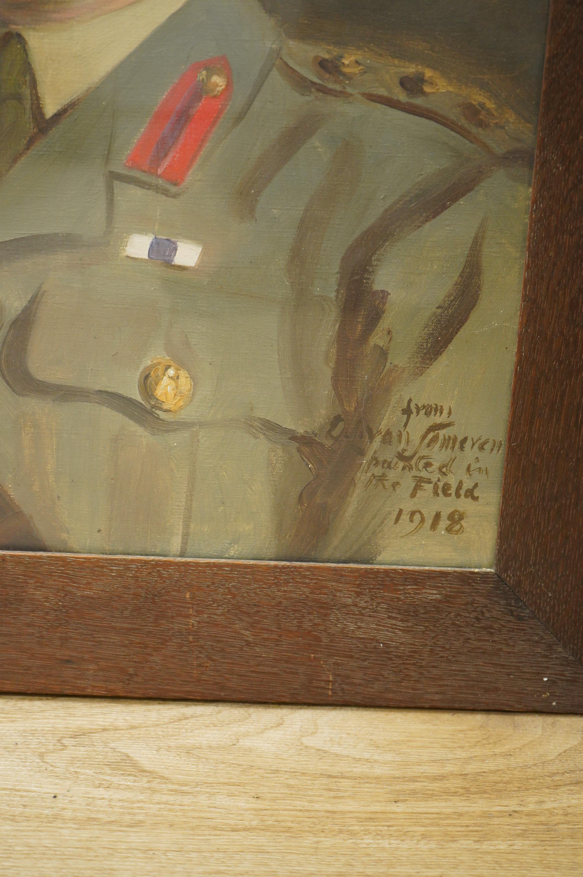 Early 20th century School, Portrait of Captain A. Trousdell, inscribed 'painted in Arras in the field 1918'. oil on canvas, 54 x 44cm